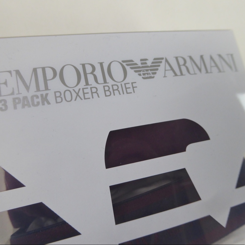 Emporio Armani 3 Pr Boxer Briefs Underwear Cotton Stretch Armani Logo NWT NIB - Picture 2 of 7